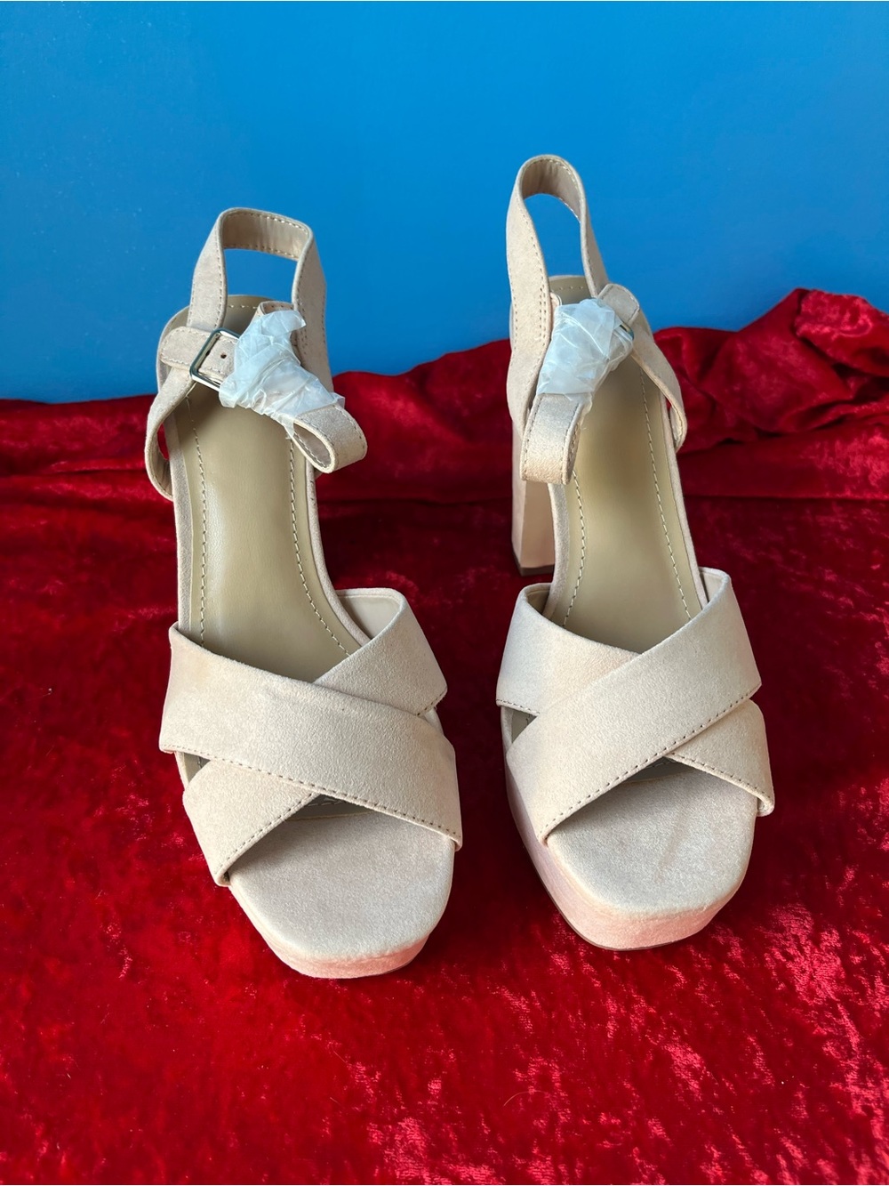 Just Fab Platform Block Heel Sandals - Rosewater